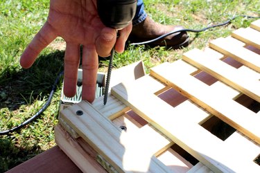 drill 4" deck screws through lattice and post
