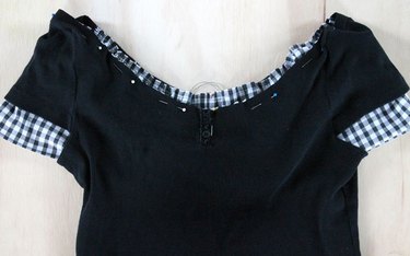 pin and sew ruffle to shirt