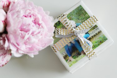 DIY coasters wrapped up as a gift