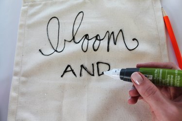 Lettering on flag