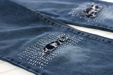 finished Sashiko denim mending
