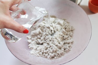 Mixing papier-mache clay