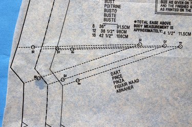 Close up of dart markings on a pattern.