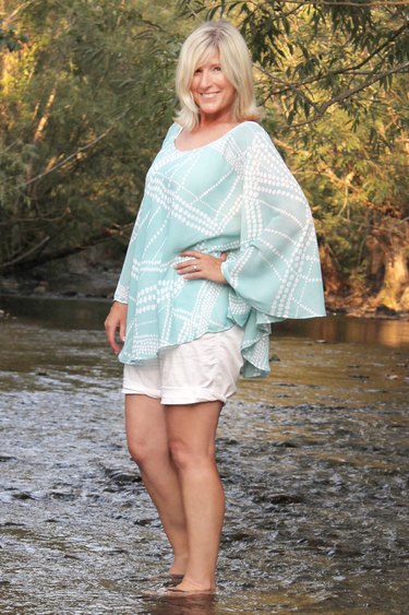 woman wearing a lightweight sheer shirt