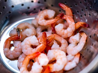Shrimp in a colander