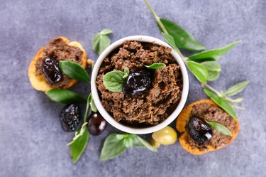 Black olive mixture and toast