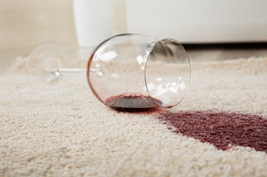 Red wine spilled on carpet