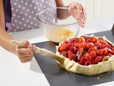 Berry and Plum Pie - Glazing pastry with egg wash (Step 6 of 6)