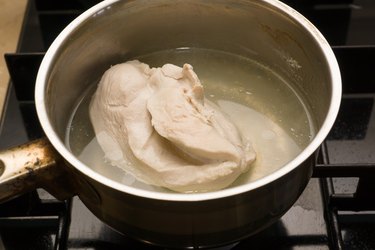 meat is cooked in a saucepan