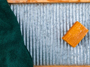 Retro household board for hand washing clothes.