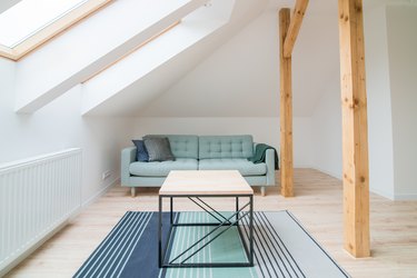 Slanted ceiling living room