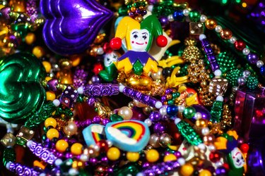 Hearts and Rainbow Mardi Gras Beads