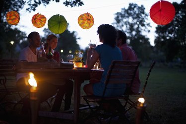 Four people at a dinner party