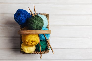 Top view wool balls basket High quality beautiful photo concept,Romania