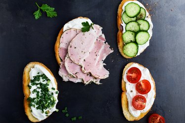 Set of open sandwiches