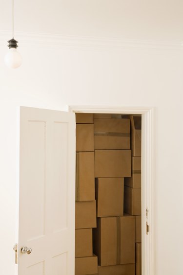 Room full of cardboard boxes