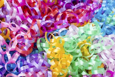 Colorful curled ribbons