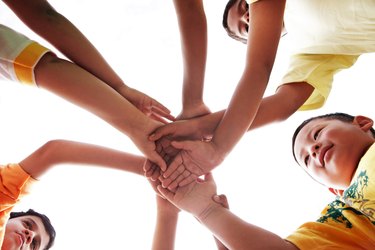 Close up of children's hands