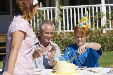 Family at birthday party