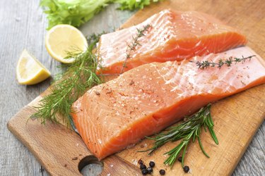 salmon fish fillet with fresh herbs