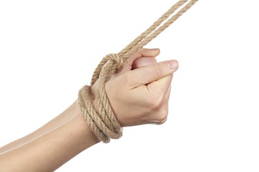 Tied hands, isolated white