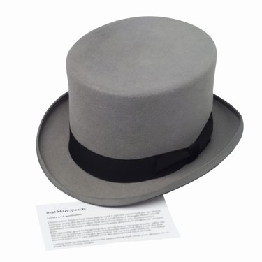 Elevated view of a top hat and speech