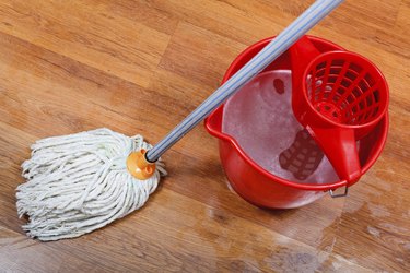 cleaning of wet floors by mop