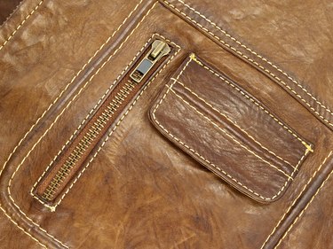 Macro of leather jacket