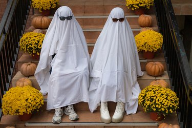 Trendy entertainment is to dress in white bedspreads or sheets symbolically depicting ghosts. Ghost Challenge