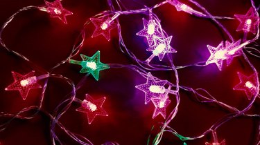 garland with christmas lights in the form of stars, christmas garland