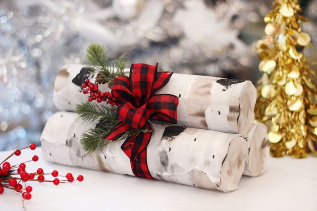 DIY Pile of Birch Logs Gift Wrap | ehow