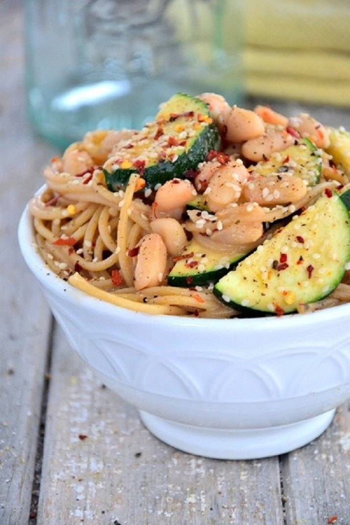Spicy White Bean and Zucchini Spaghetti