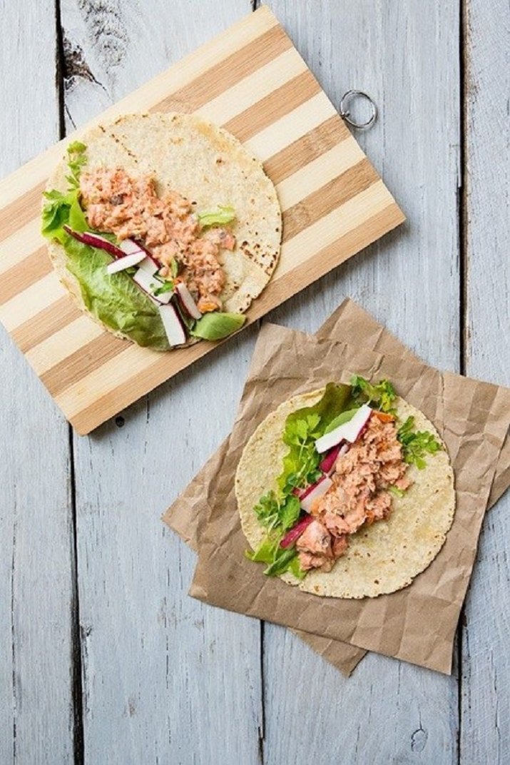 Cedar Plank Grilled Salmon Wraps
