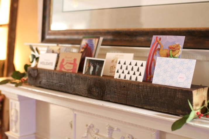 DIY reclaimed wood card display