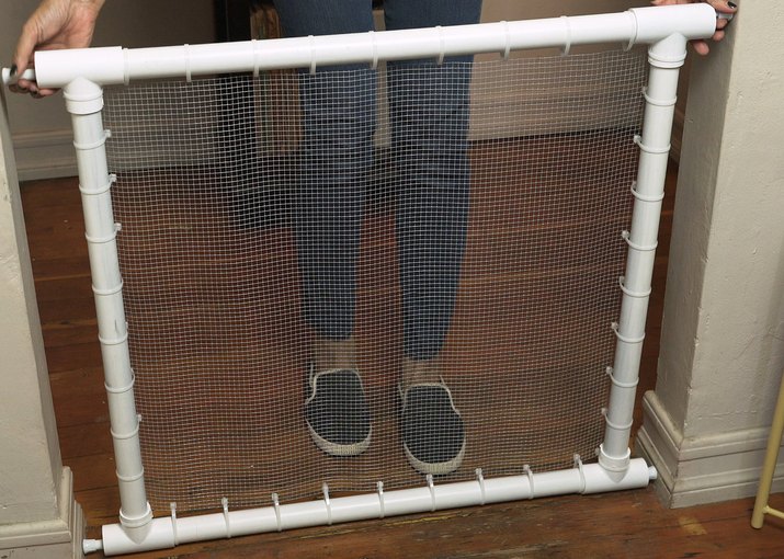 Placing DIY PVC Pipe Pet Gate at end of hallway