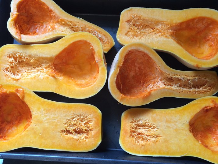 High Angle View Of Butternut Squash In Tray